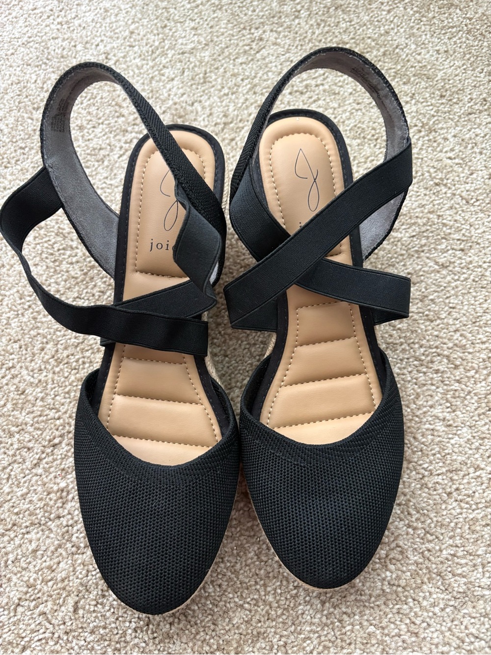 Joie Black Sydney Stretch Espadrille Wedge Sandals Size 10M NWOB - Picture 2 of 7